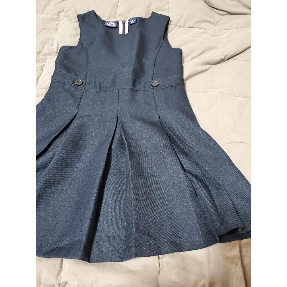 IZOD Girls School Uniform Jumper Dress Navy Size 6 Pleated Skirt - Picture 9 of 12